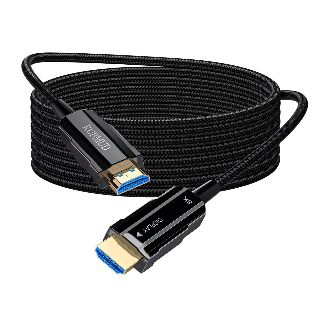 Câble HDMI 2.1 8K long de 9,1 m, câble HDMI en fibre optique tressé, câble HDMI actif haute vitesse, 48 Gbit/s, 8K @ 60 Hz 4K @ 120 Hz, HDR dynamique, eARC, HDCP 2.2 et 2.3, 3D, pour écran HDTV jeu