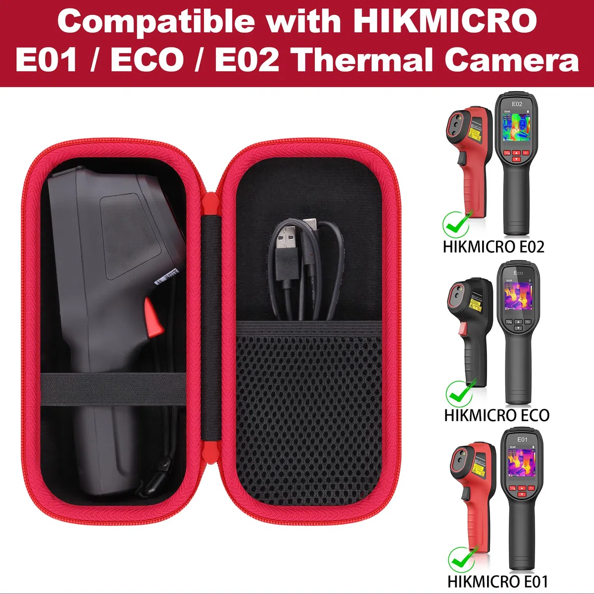Khanka Étui Compatible avec Caméra Thermique HIKMICRO ECO/E02/E01/D01, Housse de Protection Portable pour Caméra Imagerie Thermique HIKMICRO ECO/E02/E01/D01, Étui Uniquement