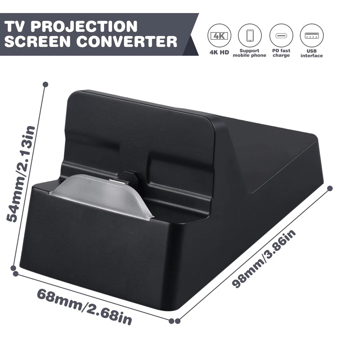Station d'accueil Switch WIYETY : station d'accueil portable Charge rapide PD, support de projection pour écrans de jeu, Prend en charge les projections de téléphone portable, Noir, Compact et léger