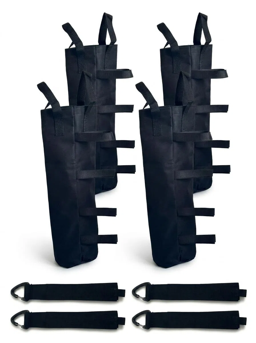 4 Pièces Sac de Lestage pour Tonnelle, 800D Oxford Sac de Sable pour Poids, Sac de Sable Pergola, Convient pour Auvent,Tente, Lestage Tonnell