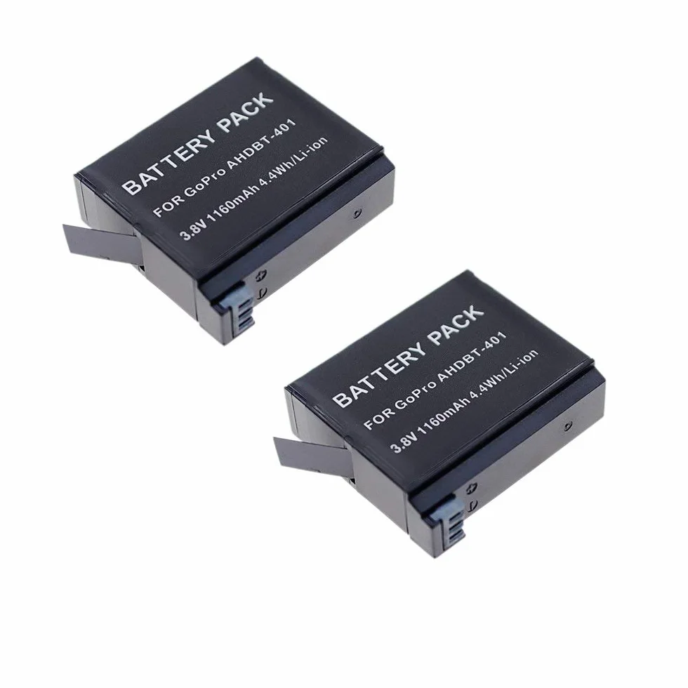 Suptig Lot de 2 batteries et chargeur Daul pour Gopro Hero 4 Black Gopro HEROR4 Silver et AHDBT-401