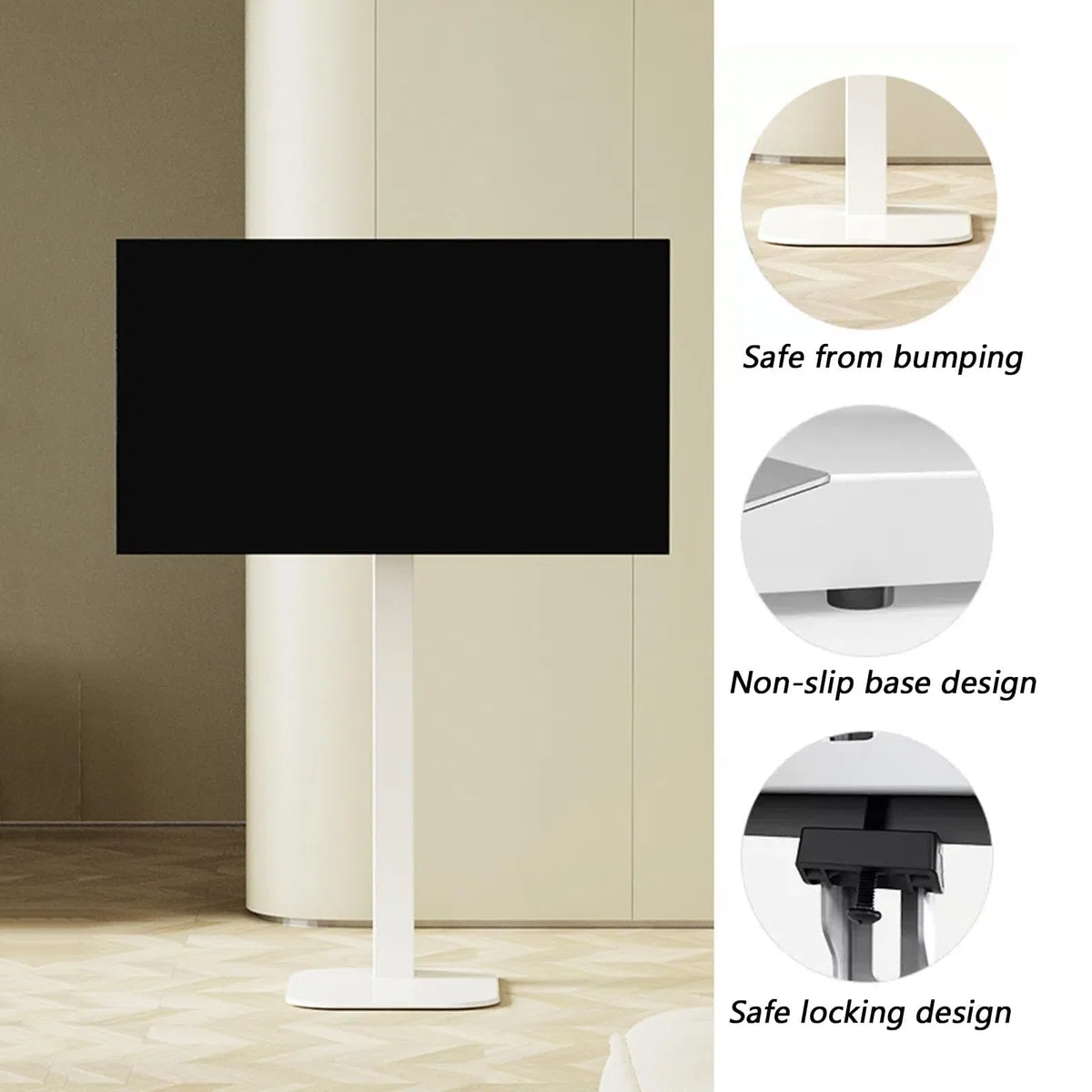 Support de Sol Universel pour téléviseur, Support Mural réglable en Hauteur avec Gestion des câbles, Compatible avec Les téléviseurs de 32 à 75 Pouces, Gain de plac,