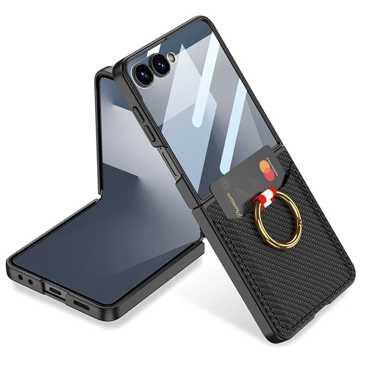 Mince Coque pour Samsung Galaxy Z Flip 8, Fibre de Carbone Texture Cuir