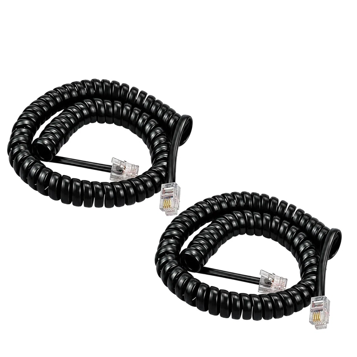Câble téléphonique RJ9 (4P4C) - Câble spiralé 4Feet - Câble de téléphone pour téléphone fixe du bureau à domicile - Connecteur blanc