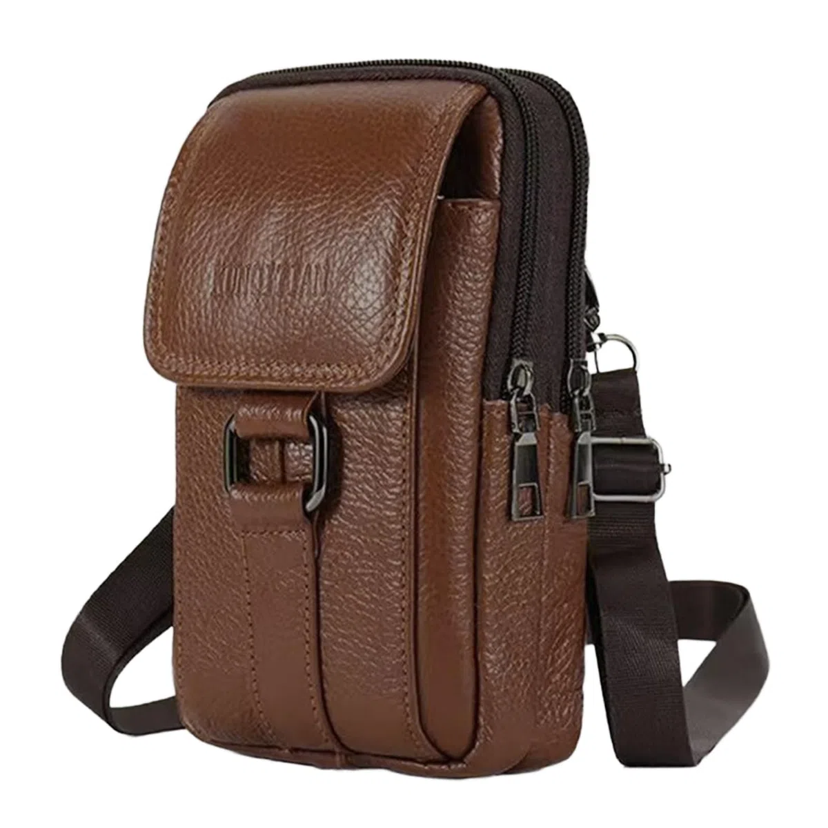 Étui de Ceinture Pochette Téléphone Holster, Grande Pochette Smartphone, Sacoche Ceinture Homme, Pochette Telephone Portable, Sac Bandoulière Homme, Multi-usages Taille Sac (Café)