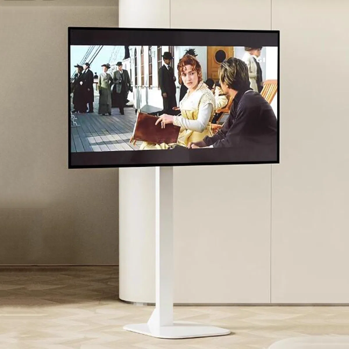 Support de Sol Universel pour téléviseur, Support Mural réglable en Hauteur avec Gestion des câbles, Compatible avec Les téléviseurs de 32 à 75 Pouces, Gain de plac,