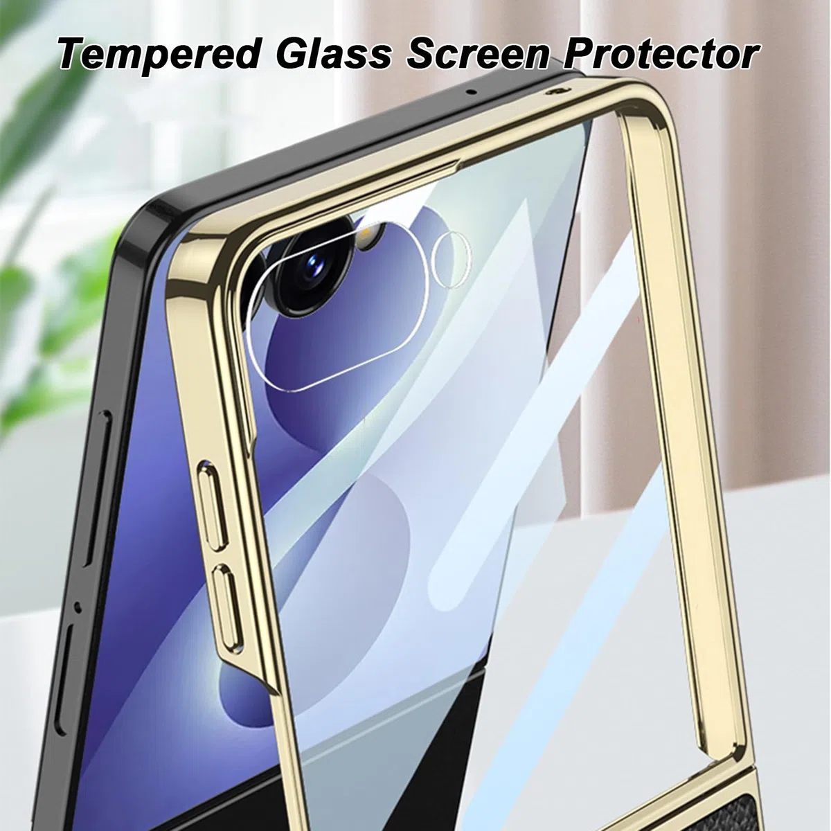 Mince Coque pour Samsung Galaxy Z Flip 8, Luxe Galvanisé Cuir Anti-dérapant