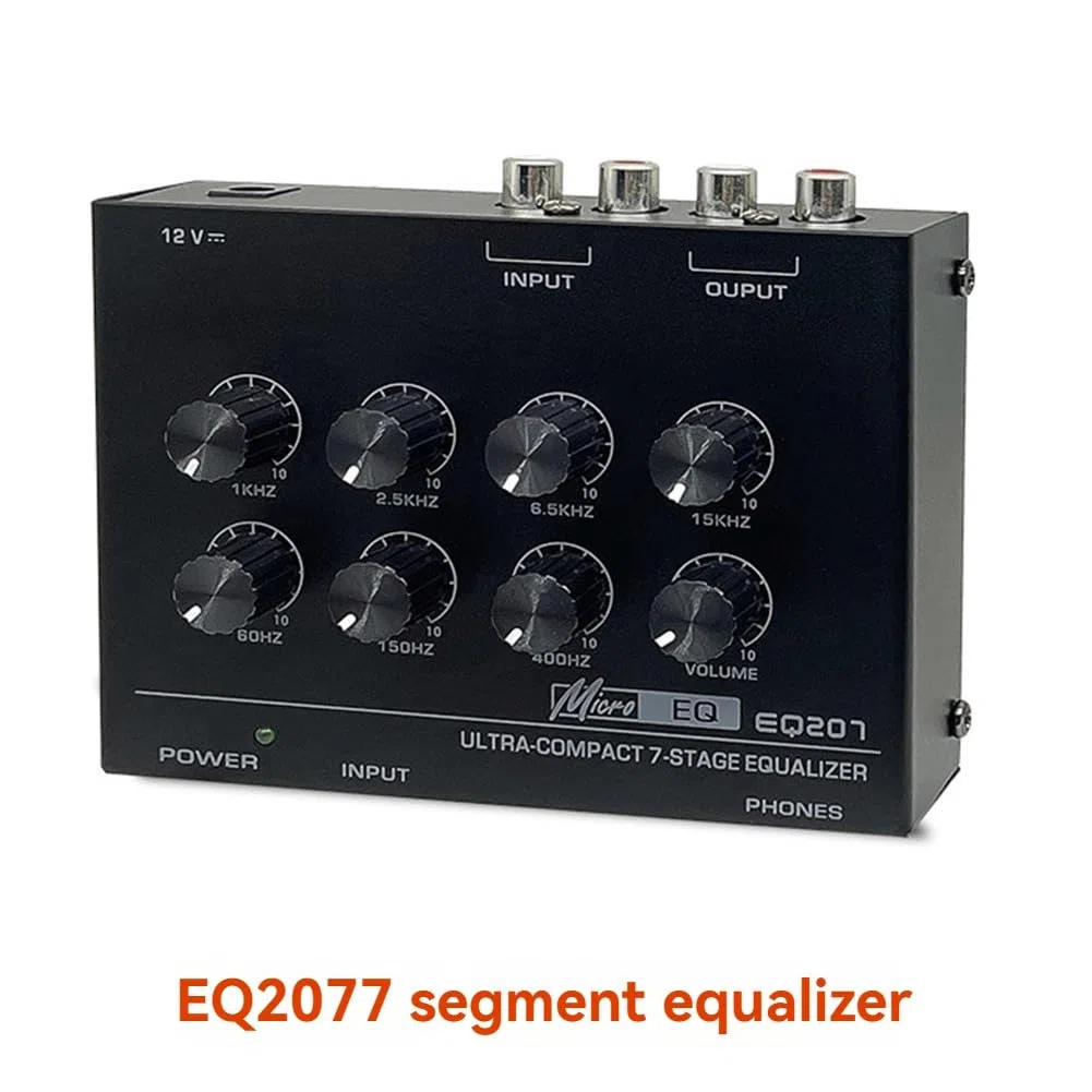 Préampli EQ207 Égaliseurs 7 Bandes Modificateurs de Son Entrée d'alimentation DC12V Mixeur Audio Prise UE