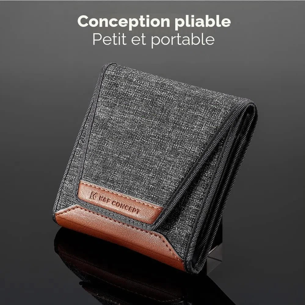 K&F CONCEPT Optics Étui de Filtre pour Objectif, Peut contenir 3 filtres jusqu'à 62 mm, résistant à l'eau et à la poussière, étui de Protection Durable, Pochette de Transport Pliable pour filtres