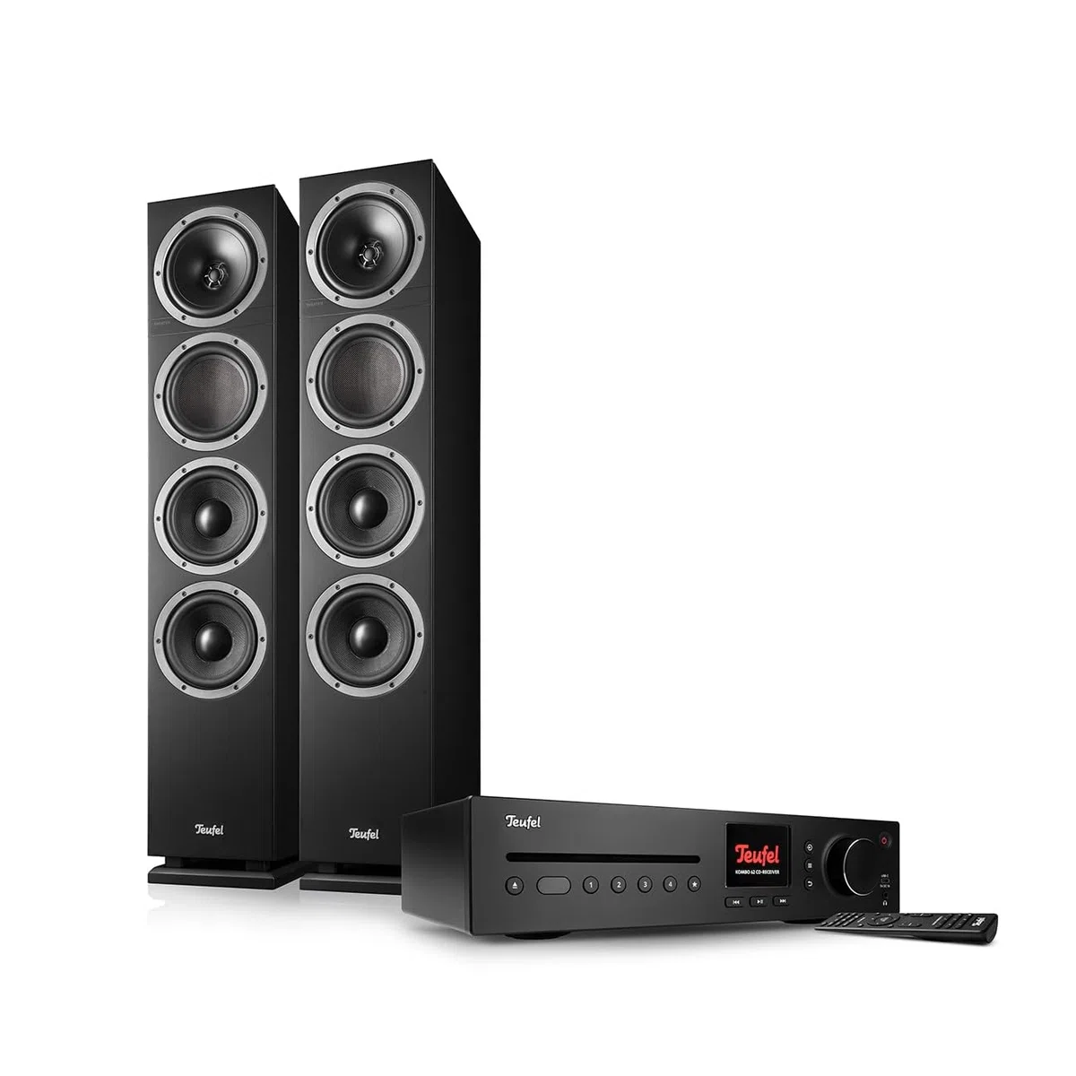 Teufel Theater 500 KOMBO 2 Sound System - Système stéréo Puissant avec Bluetooth aptX et récepteur CD stéréo, WiFi, Radio numérique Dab+, USB (Noir)