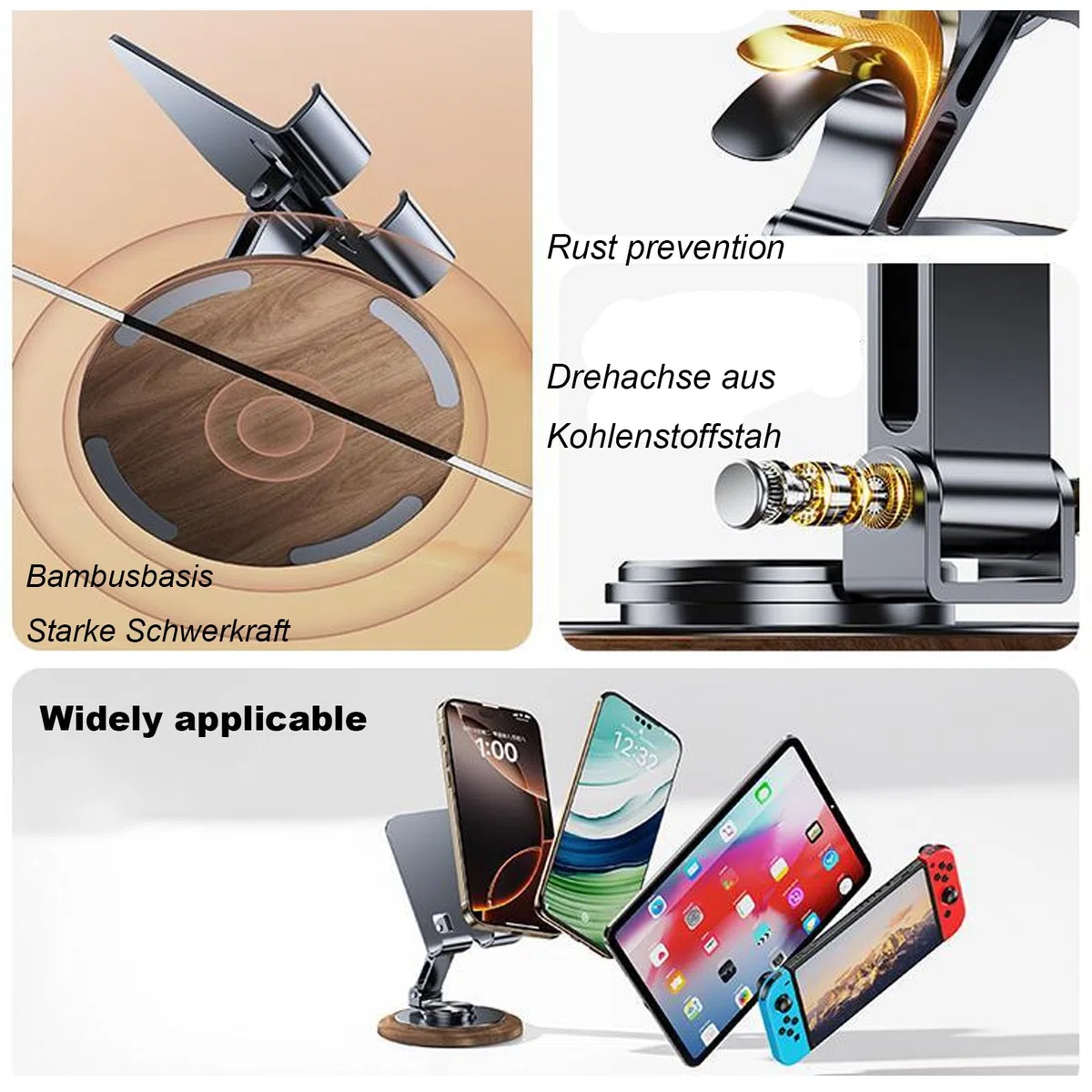 Lot de 2 supports de manette en bois pliables - Support universel pour téléphone portable - Support de téléphone portable en bois - Support pour casque de jeu - 2 en 1 - Support pour manette de casque