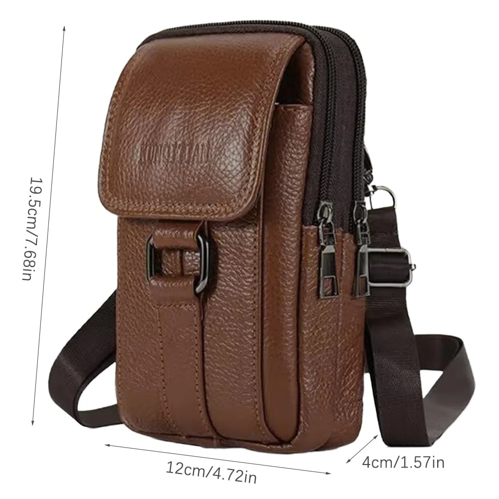Étui de Ceinture Pochette Téléphone Holster, Grande Pochette Smartphone, Sacoche Ceinture Homme, Pochette Telephone Portable, Sac Bandoulière Homme, Multi-usages Taille Sac (Café)
