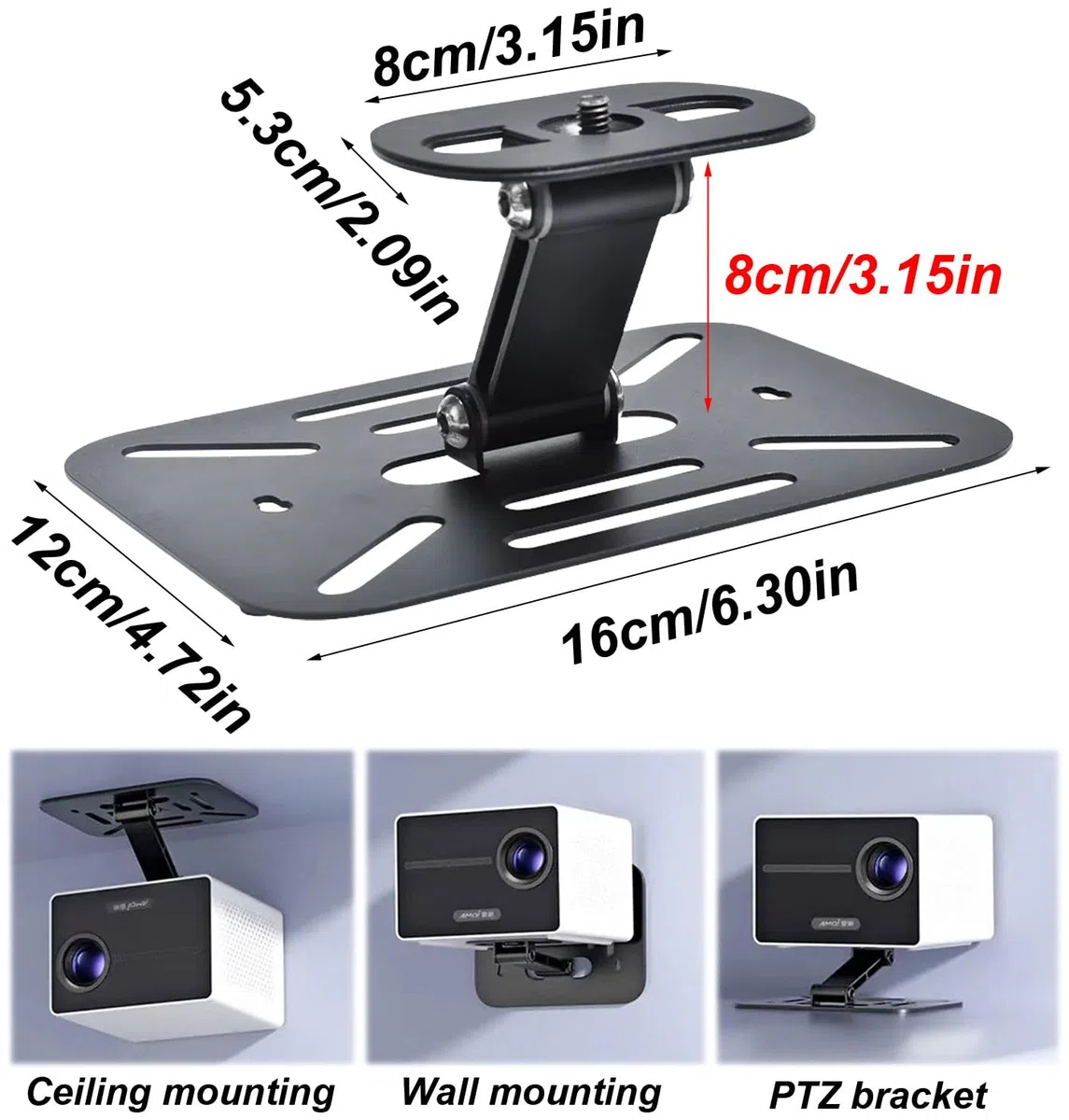 Support VideoprojecteurdeBureau,Supportdeprojecteur,Supportpourprojecteur de Table,Support de projecteur de Bureau,Pliable, de Bureau, Mural, plafonnier, pour Installation de projecteur (Noir)