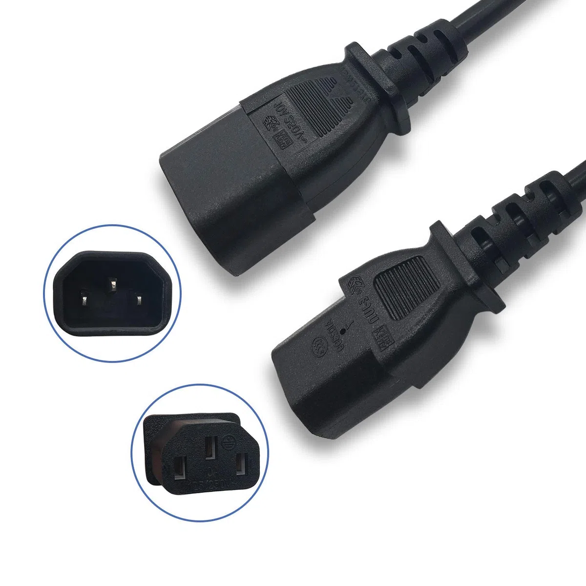 CableWholesale 3-Feet Rallonge de Cordon d'alimentation pour Ordinateur Lot de 3 3' Noir