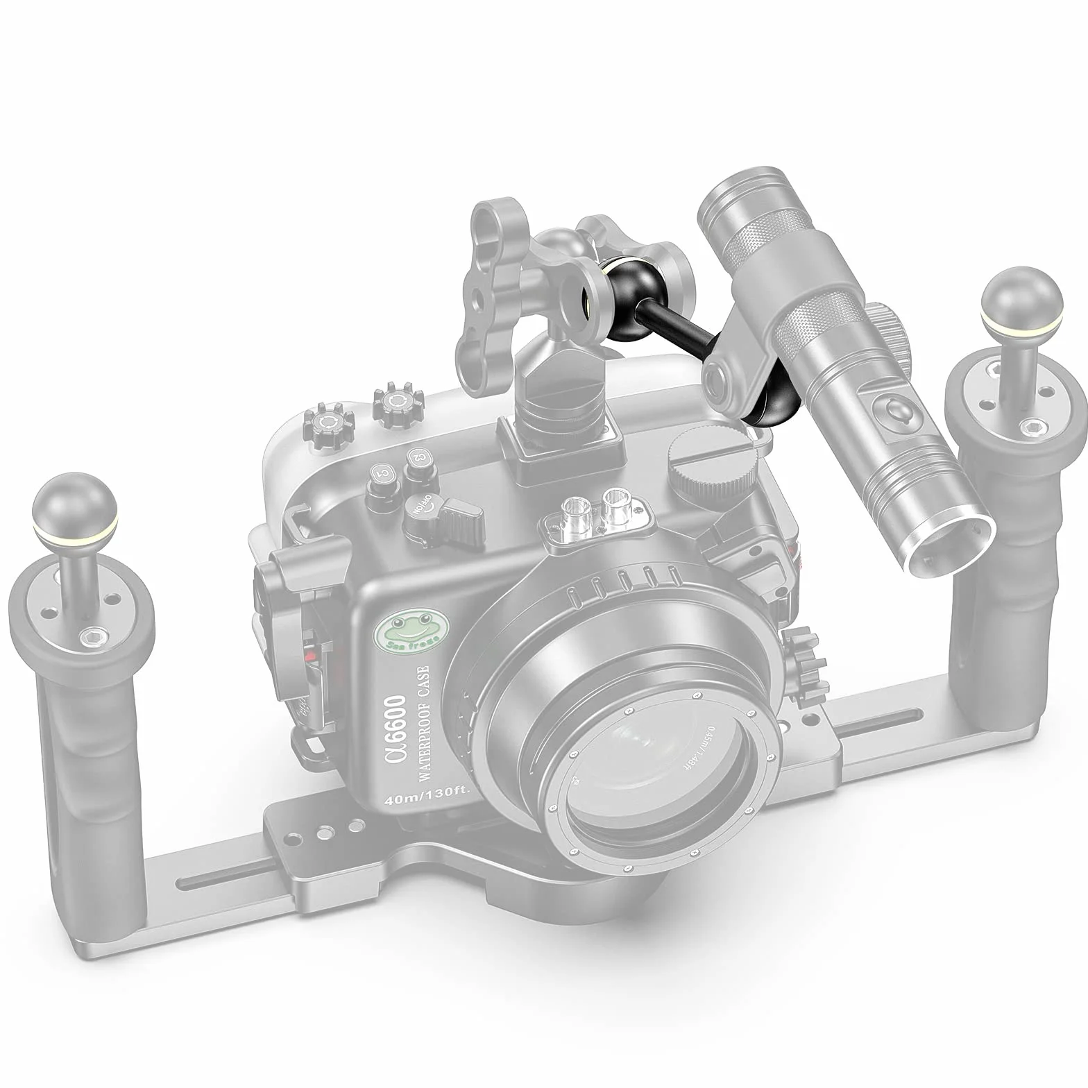 Sea Frogs Adaptateur YS en Aluminium de 7,62 cm/3 Pouces Bras sphérique 1" pour connecter Un Stroboscope/Une lumière vidéo à Un boîtier sous-Marin