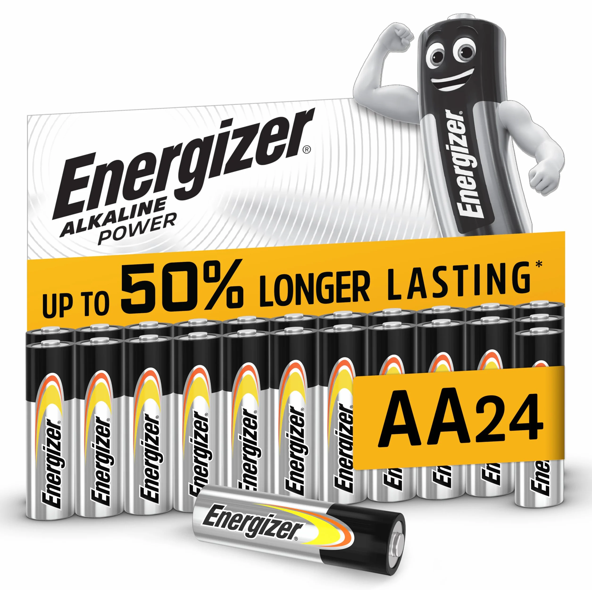 Energizer Alkaline Power - Piles AA (Lot de 24) - Alcaline 1,5V - Énergie Longue durée - Idéales pour Les appareils du Quotidien - Emballage 100% Recyclable - Conservation 7 Ans [Exclusivité Amazon]