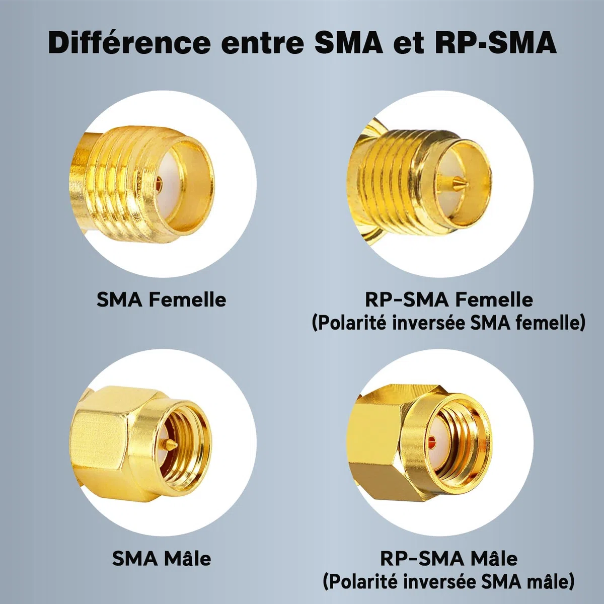Améliore SuperFlex Câble Coaxial RG58U 5M RP-SMA Mâle vers RP-SMA Femelle Câble d'extension d'antenne WIFI Faible perte pour Antenne WiFi 4G, Routeur WiFi Caméra IP Hotspot