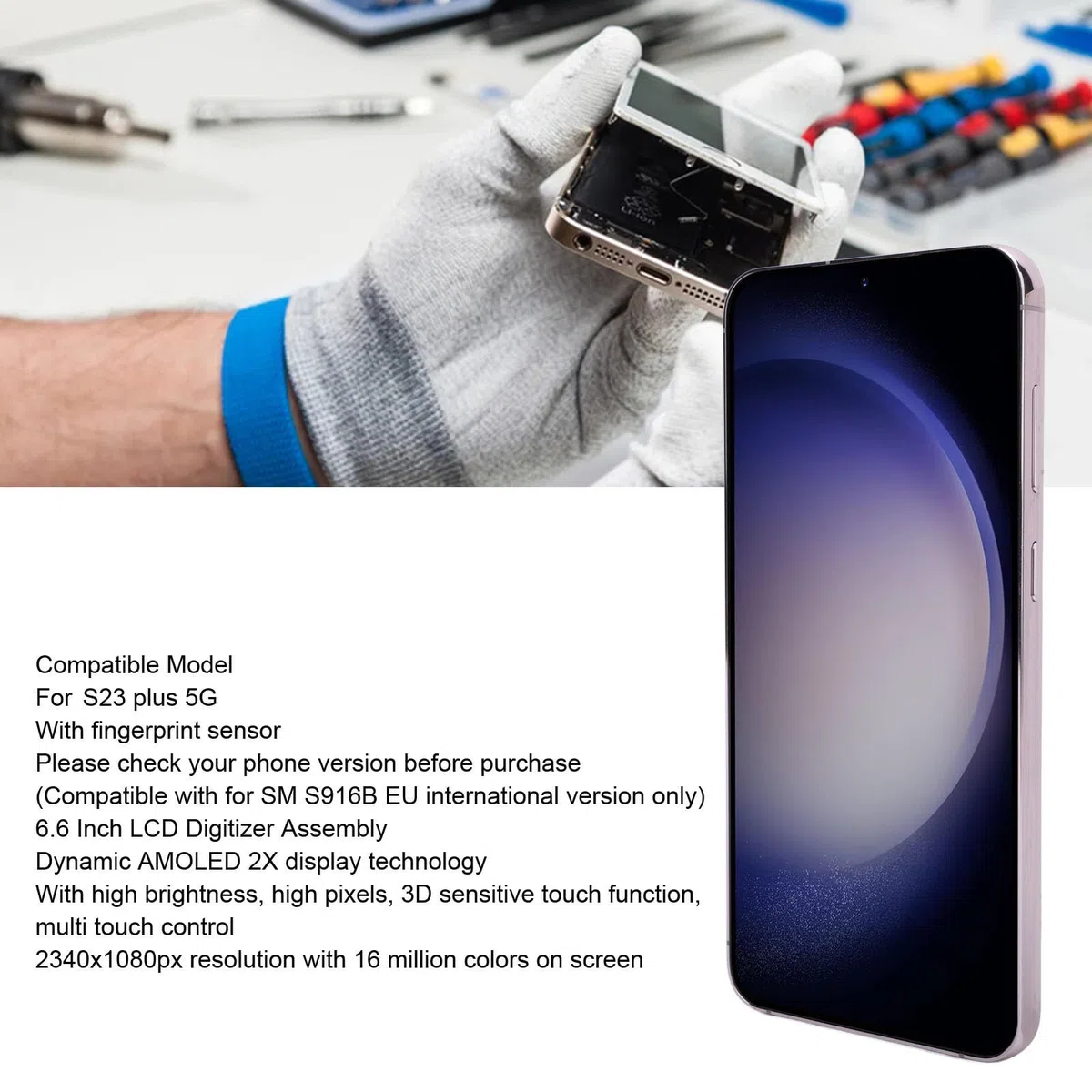 Écran LCD 6,6 Pouces, Remplacement Stable et Fiable Kit Écran Tactile Facile à Installer pour Réparation Smartphone DIY Utilisateurs et Techniciens