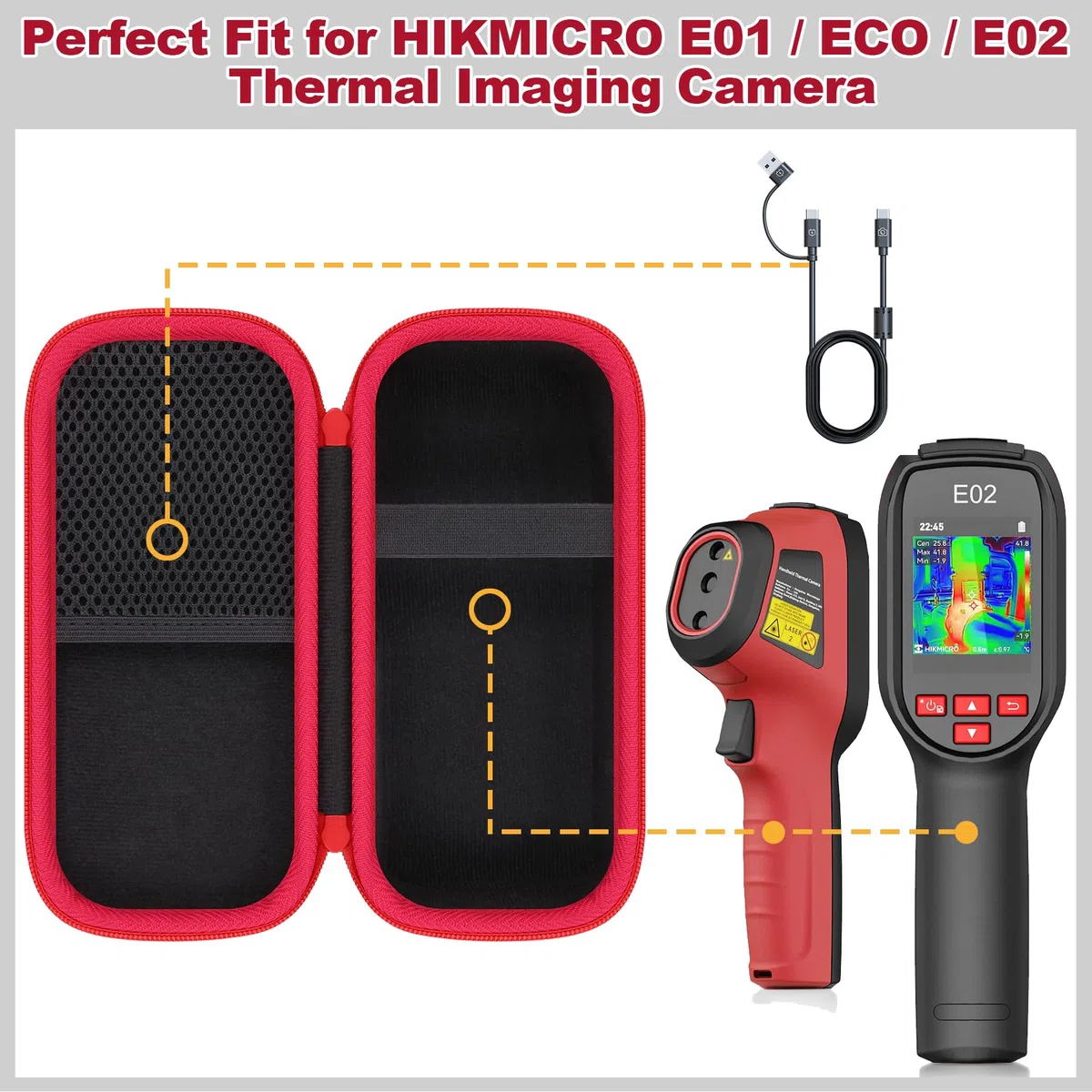 Khanka Étui Compatible avec Caméra Thermique HIKMICRO ECO/E02/E01/D01, Housse de Protection Portable pour Caméra Imagerie Thermique HIKMICRO ECO/E02/E01/D01, Étui Uniquement