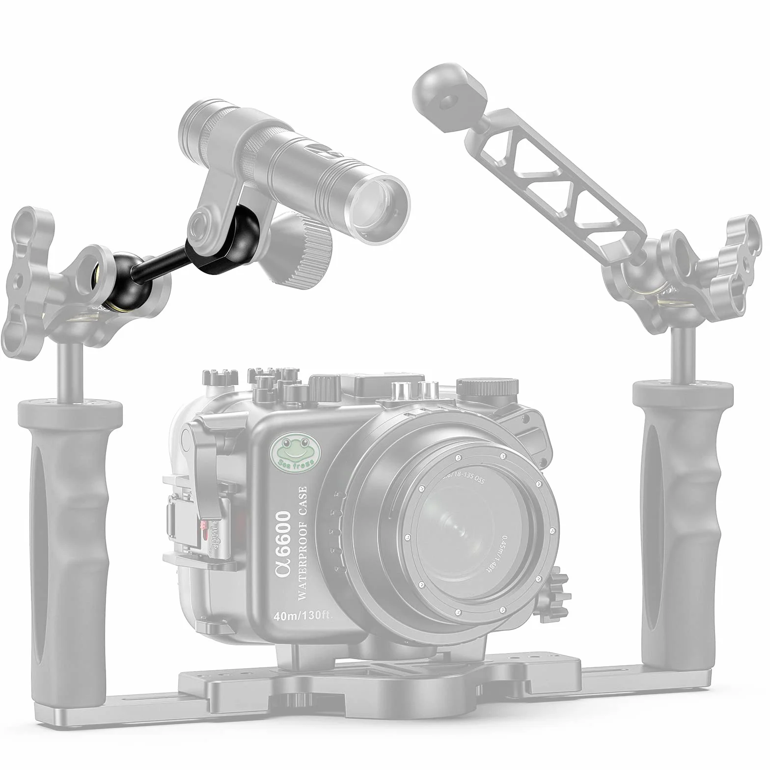 Sea Frogs Adaptateur YS en Aluminium de 7,62 cm/3 Pouces Bras sphérique 1" pour connecter Un Stroboscope/Une lumière vidéo à Un boîtier sous-Marin