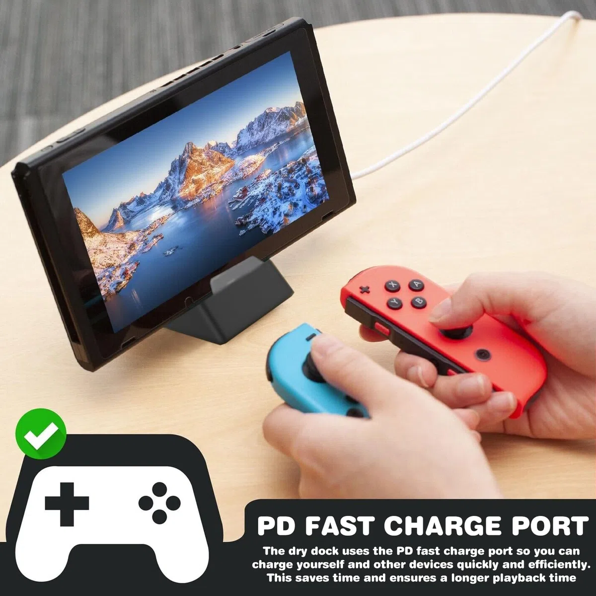 Station d'accueil Switch WIYETY : station d'accueil portable Charge rapide PD, support de projection pour écrans de jeu, Prend en charge les projections de téléphone portable, Noir, Compact et léger