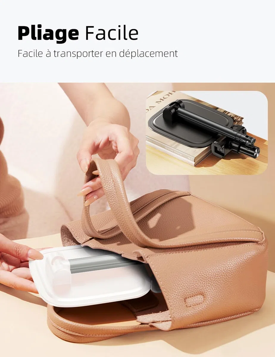 Support Telephone Bureau, Hauteur et Angle Réglables Porte Telephone, Support de Téléphone Pliable Bureau pour iPhone 15,14,13,12,11,Pro, Smartphone,Tablette, Blanc