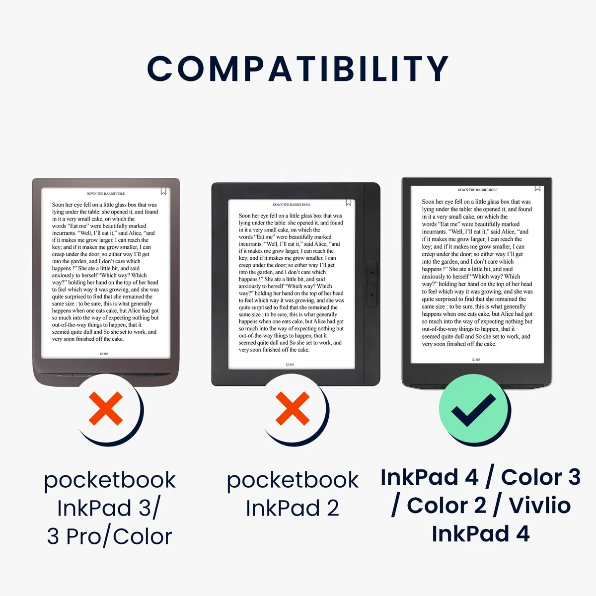 kwmobile Étui Compatible avec Pocketbook InkPad 4 / Color 3 / Color 2 Coque - Étui à Rabat magnétique Tablette eReader Similicuir - Bleu-Gris-Noir