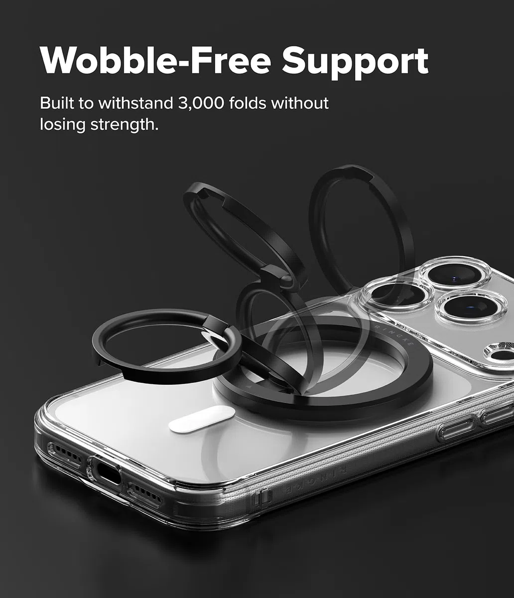 Ringke Dual Magnetic Smart Ring Anneau Support Téléphone Magnétique pour iPhone, Google Pixel, Samsung, Xiaomi avec Support Pliable 3 Niveaux Compatible MagSafe Support et Grip Universel - Black