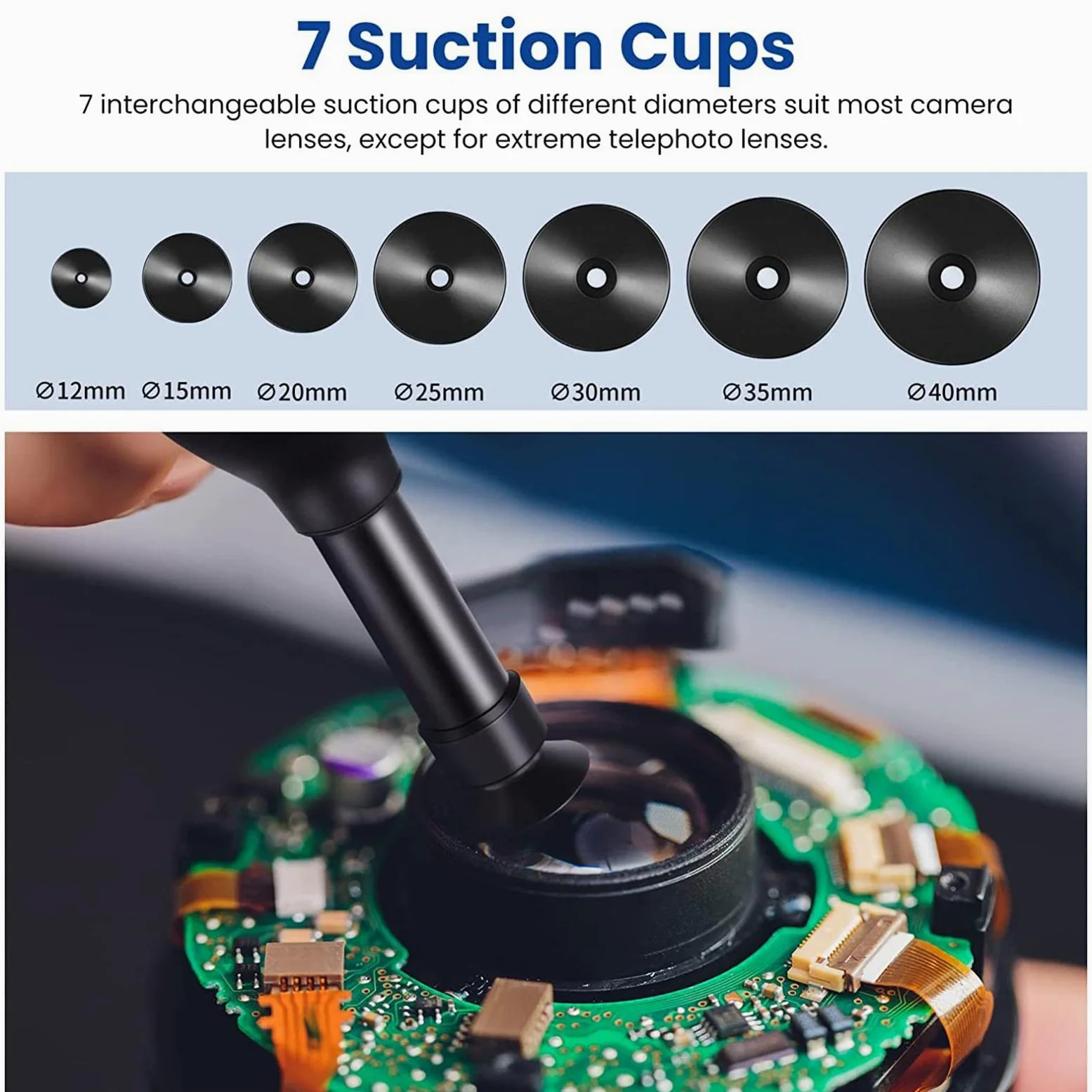 JINGLING Ventouse d'objectif Outil réparation d'objectif Stylo d'aspiration sous Viavec 7 ventouses interchangeables réparation et Nettoyage d'objectif pour Montre