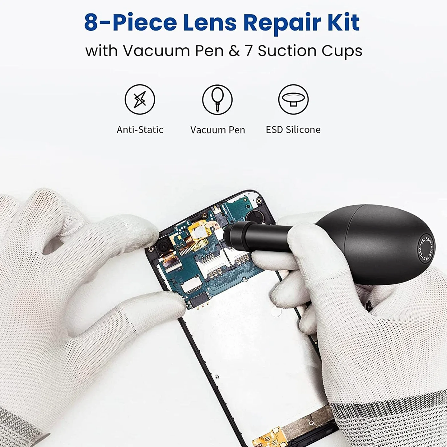 JINGLING Ventouse d'objectif Outil réparation d'objectif Stylo d'aspiration sous Viavec 7 ventouses interchangeables réparation et Nettoyage d'objectif pour Montre