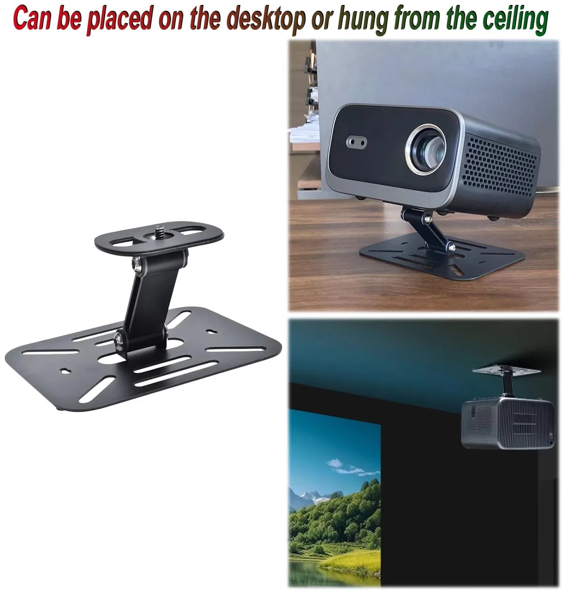 Support VideoprojecteurdeBureau,Supportdeprojecteur,Supportpourprojecteur de Table,Support de projecteur de Bureau,Pliable, de Bureau, Mural, plafonnier, pour Installation de projecteur (Noir)