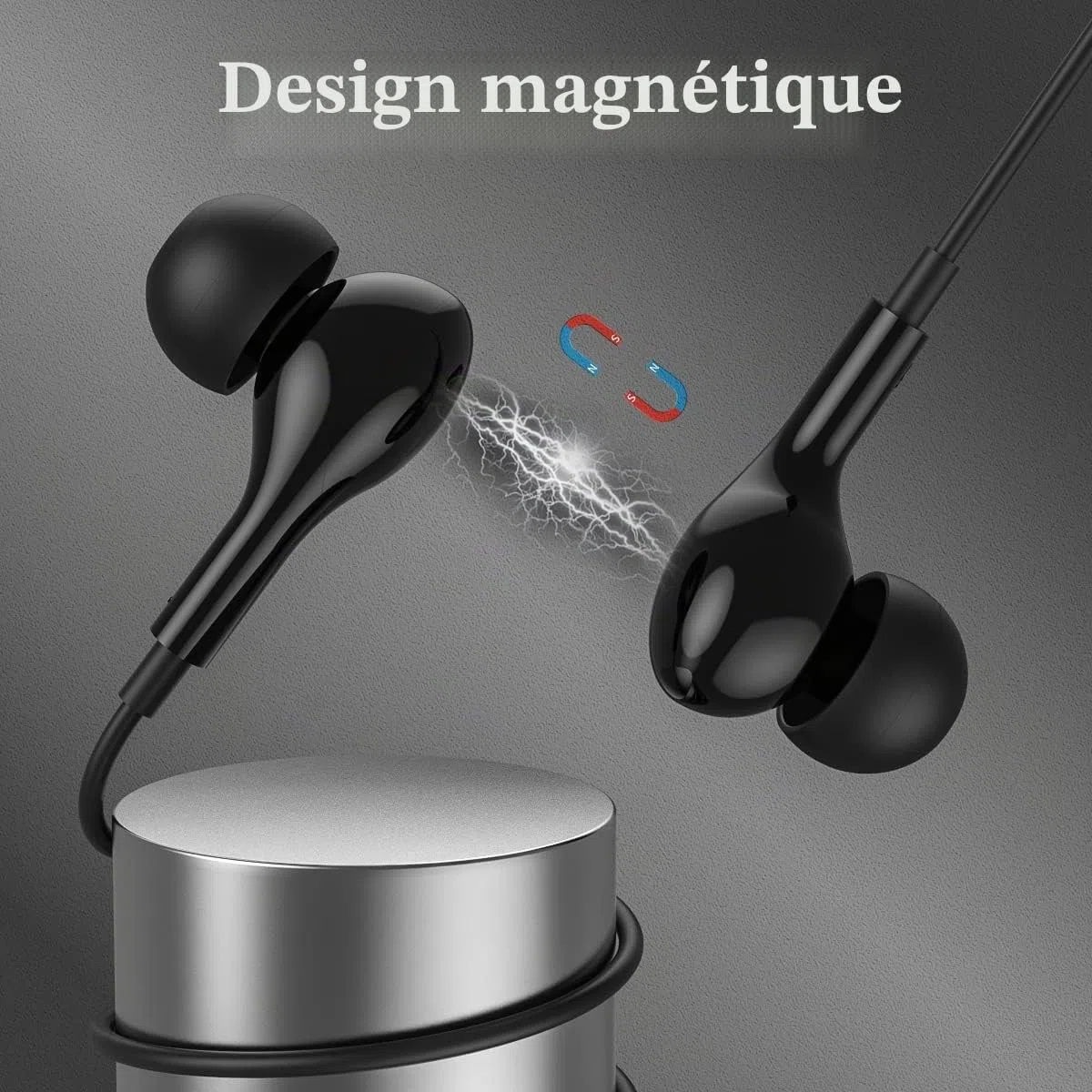 Ecouteur USB C,HiFi Stéréo Écouteurs USB C Type C Magnétique Isolation Sonore avec Micro pour Samsung S25/S24/S23/S22/S21/A56/A53/A54, Huawei P40/P30,Xiaomi 13,Google Pixel,OnePlus 9T pour iPhone15 16