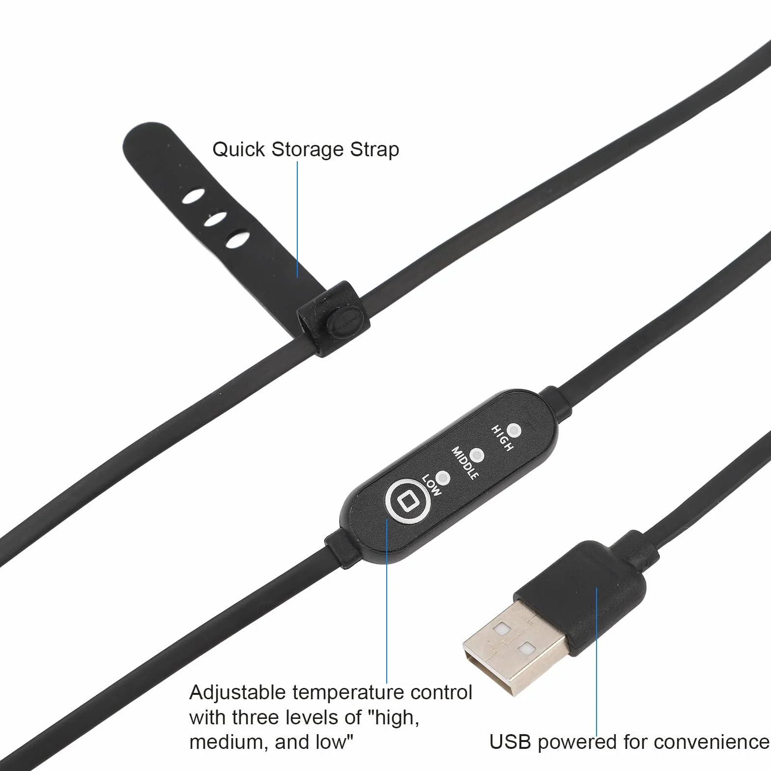 Réchauffeur d'objectif, Anti-buée 3 températures réglables pour Objectif de caméra USB, Bande chauffante de rosée, Crochet et Boucle, Chauffage d'objectif pour télescopes de caméra (545mm)
