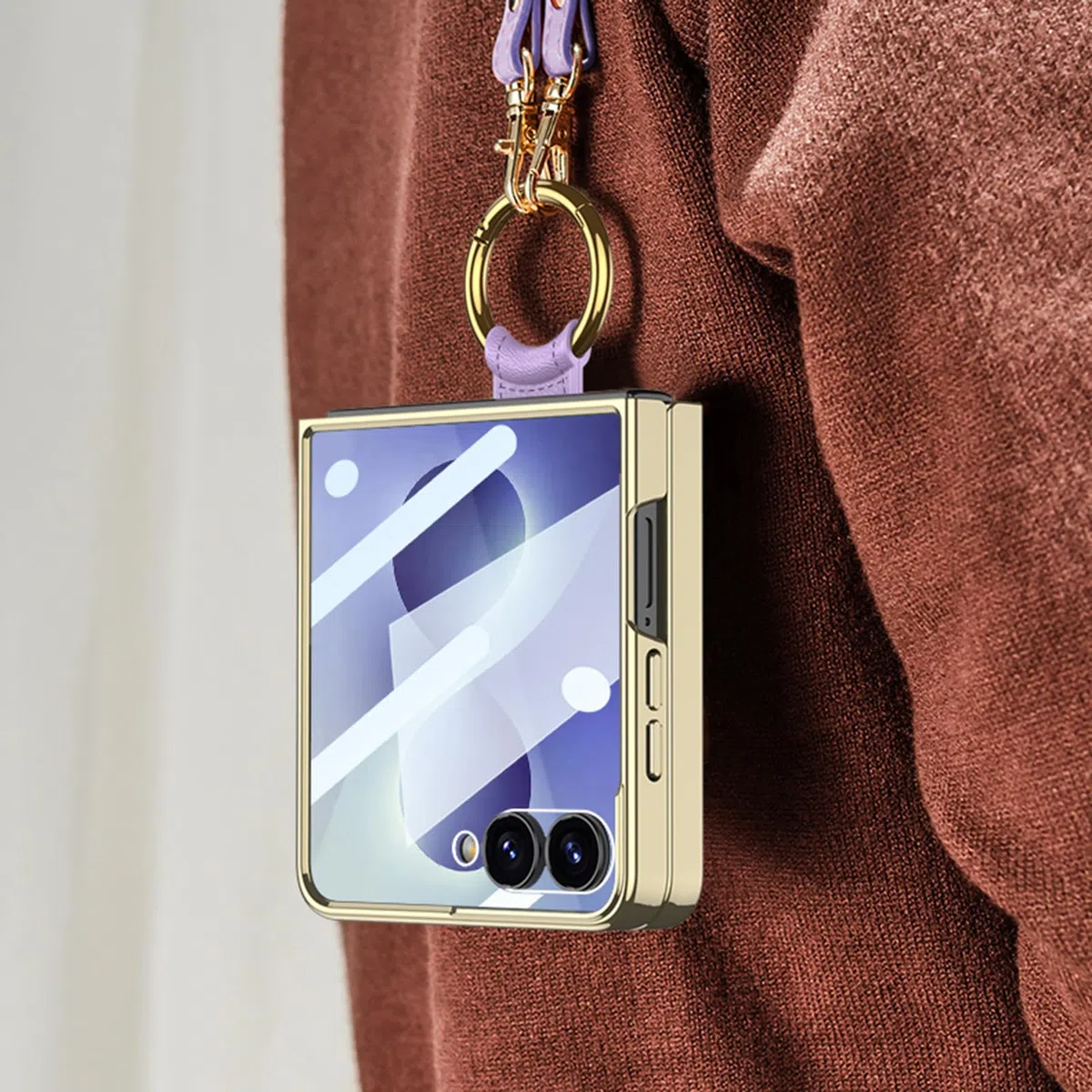 Mince Coque pour Samsung Galaxy Z Flip 8, Luxe Galvanisé Cuir Anti-dérapant