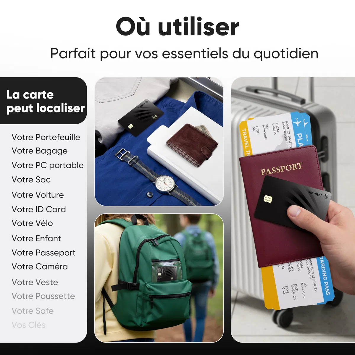 Carte Tracker GPS Ultra-Fine Compatible avec Apple Find My (iOS Uniquement) | Format Carte bancaire 1,6 mm | Étanche IP68 | Localisateur Bluetooth pour Portefeuille, Valise, Sac, Passeport
