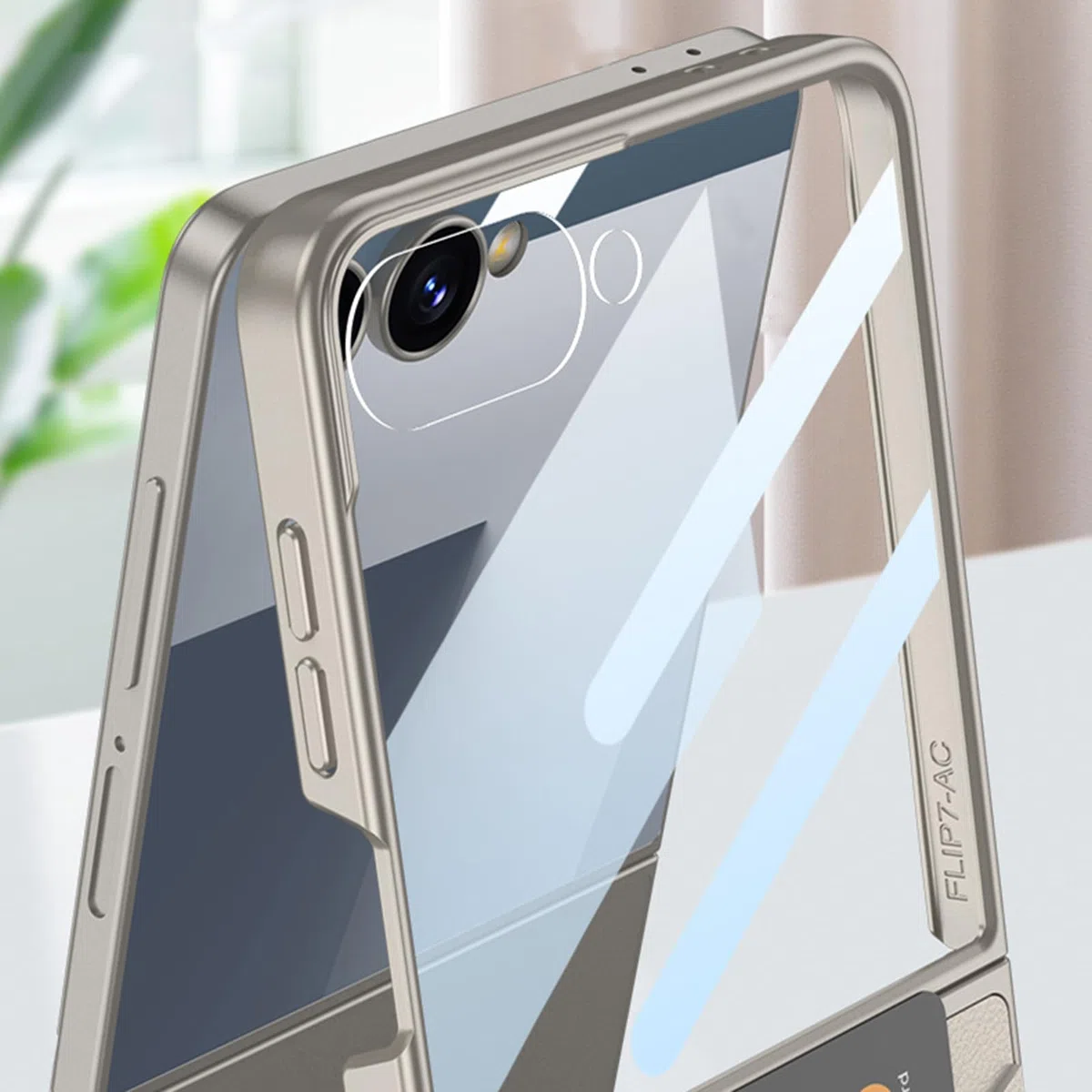 Mince Coque pour Samsung Galaxy Z Flip 8, Fibre de Carbone Texture Cuir