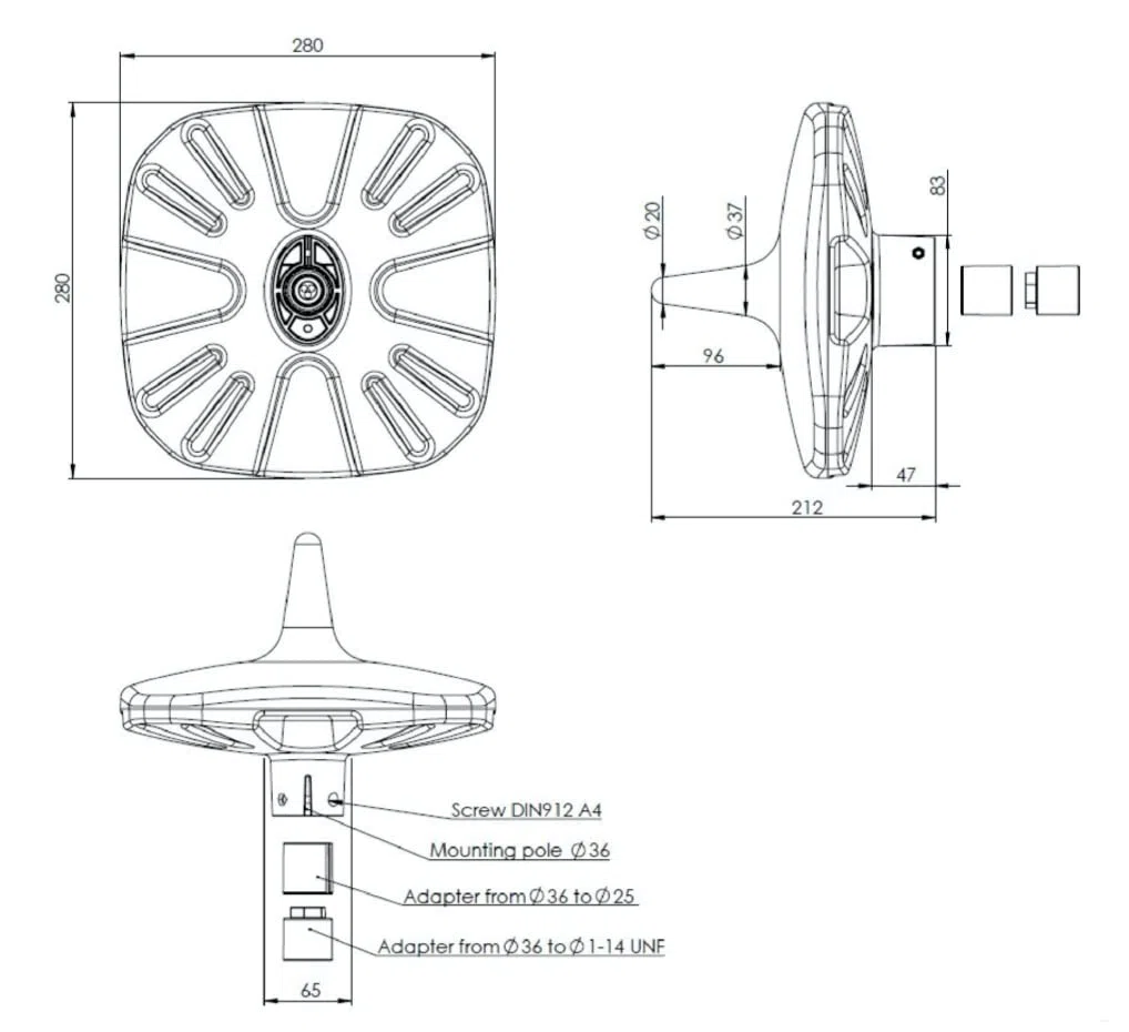 Blugy Antenne TV pour Caravane extérieure omnidirectionnelle Amplificateur DVB-T/DVB-T2/FM/DAB TDT avec Support de Montage