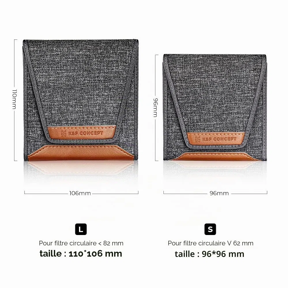 K&F CONCEPT Optics Étui de Filtre pour Objectif, Peut contenir 3 filtres jusqu'à 62 mm, résistant à l'eau et à la poussière, étui de Protection Durable, Pochette de Transport Pliable pour filtres
