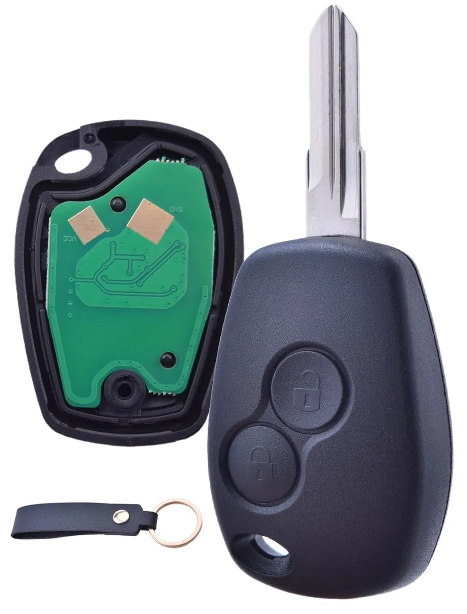 Clé Vierge ID46 433MHz Electronique à Programmer 2 Boutons Compatible avec Dacia Duster, Dacia Sandero,Sandero Stepway, Lodgy, Logan, Dokker +Lame Vierge VAC102 Télécommande à Distance Testée