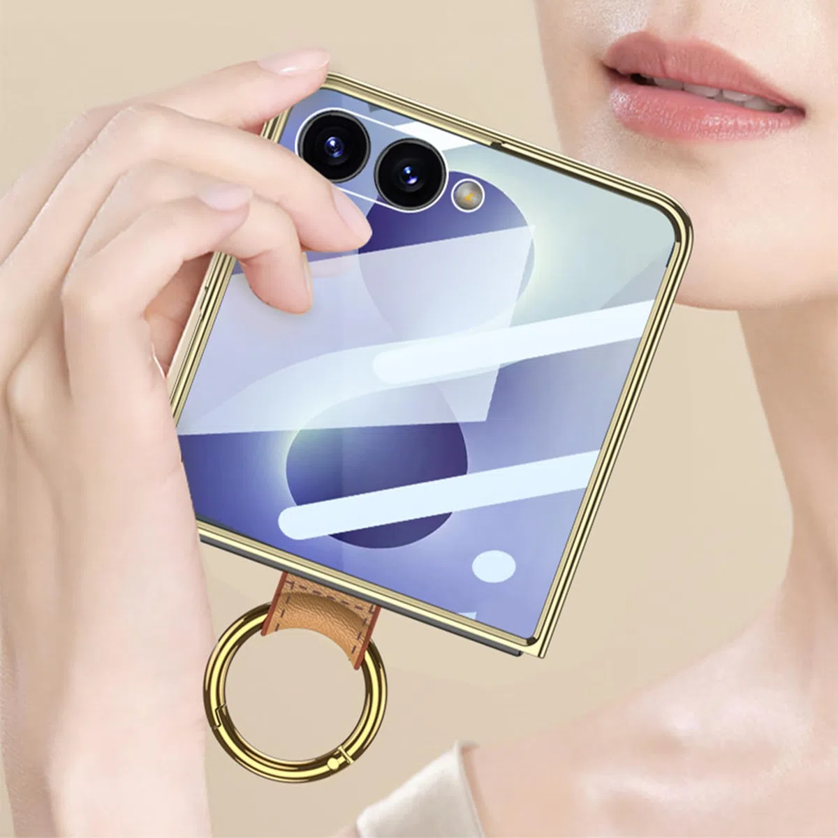 Mince Coque pour Samsung Galaxy Z Flip 8, Luxe Galvanisé Cuir Anti-dérapant