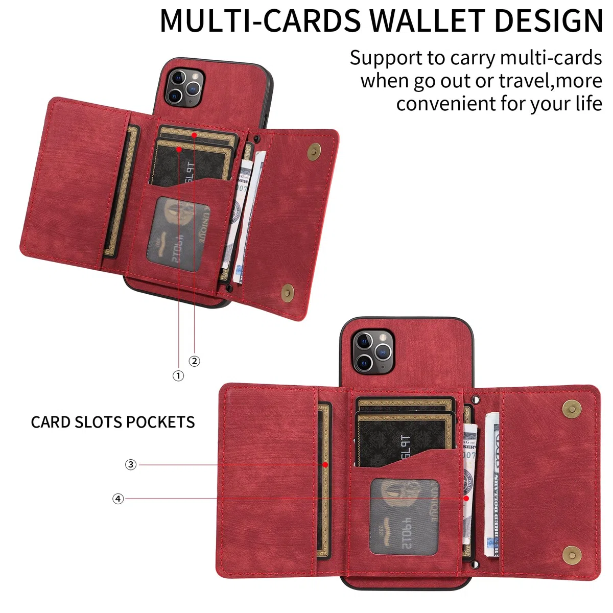 Coque de téléphone pour iPhone 11 Pro Max 6.5 Housse Portefeuille avec bandoulière et Porte-Cartes de crédit en Cuir Poche Fine Accessoires pour téléphone Portable iPhone11 11pro Promax i XI