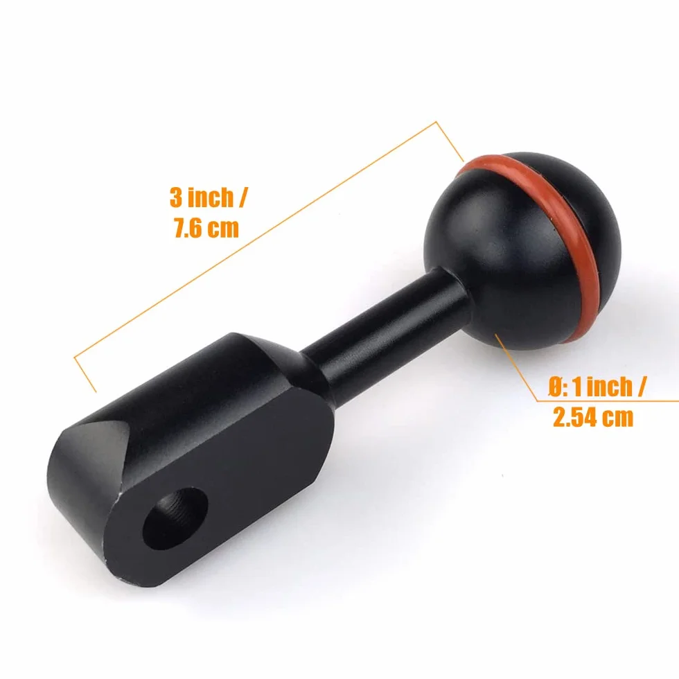Sea Frogs Adaptateur YS en Aluminium de 7,62 cm/3 Pouces Bras sphérique 1" pour connecter Un Stroboscope/Une lumière vidéo à Un boîtier sous-Marin