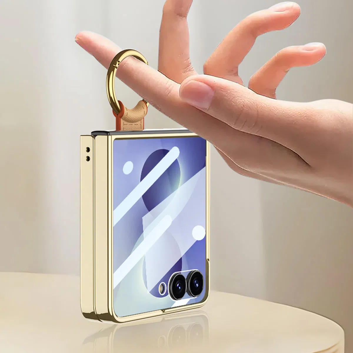 Mince Coque pour Samsung Galaxy Z Flip 8, Luxe Galvanisé Cuir Anti-dérapant